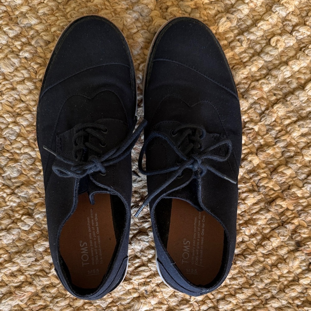 Toms Men's Black Canvas Derby Lace-Up Shoes
